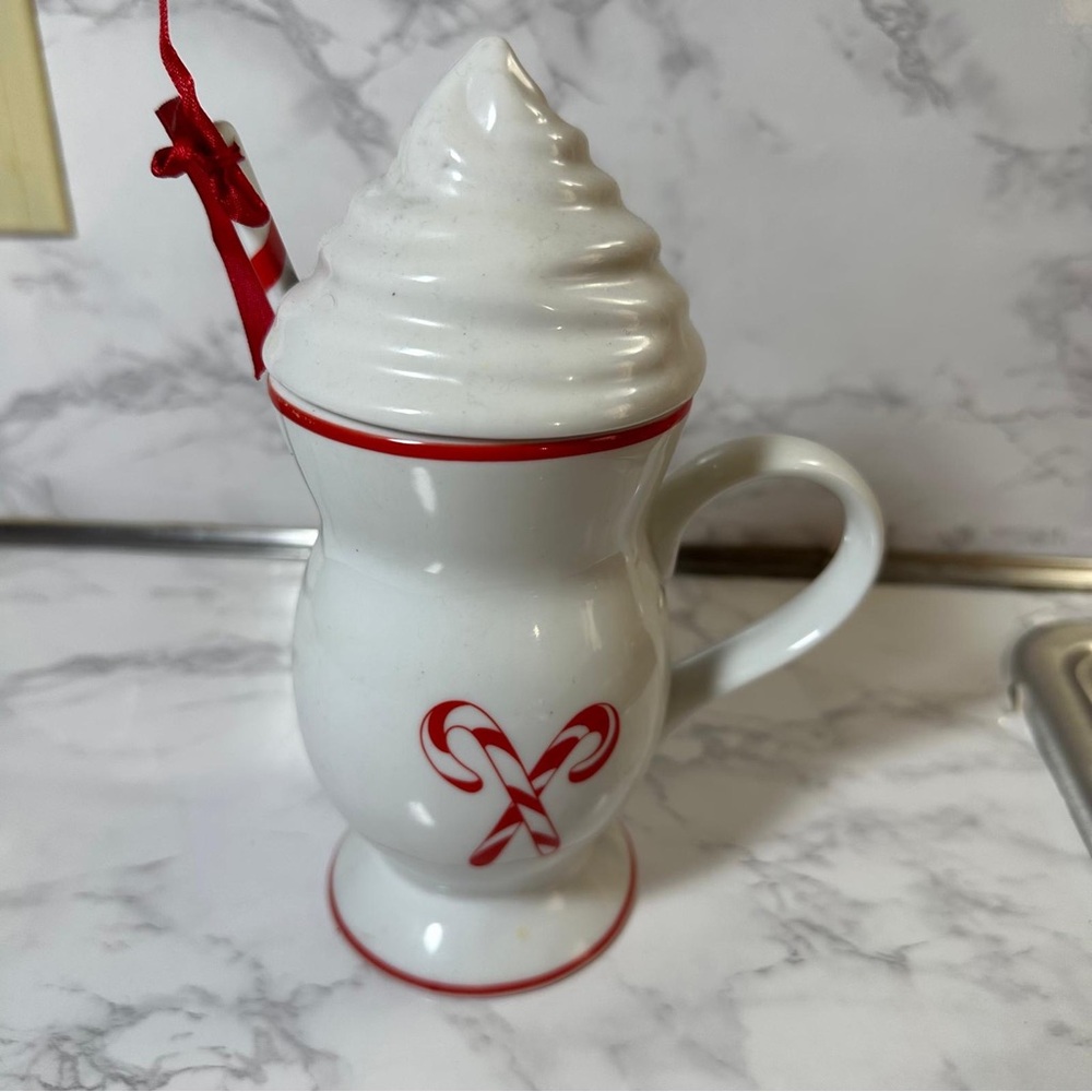 Festive Candy Cane Mug with Lid